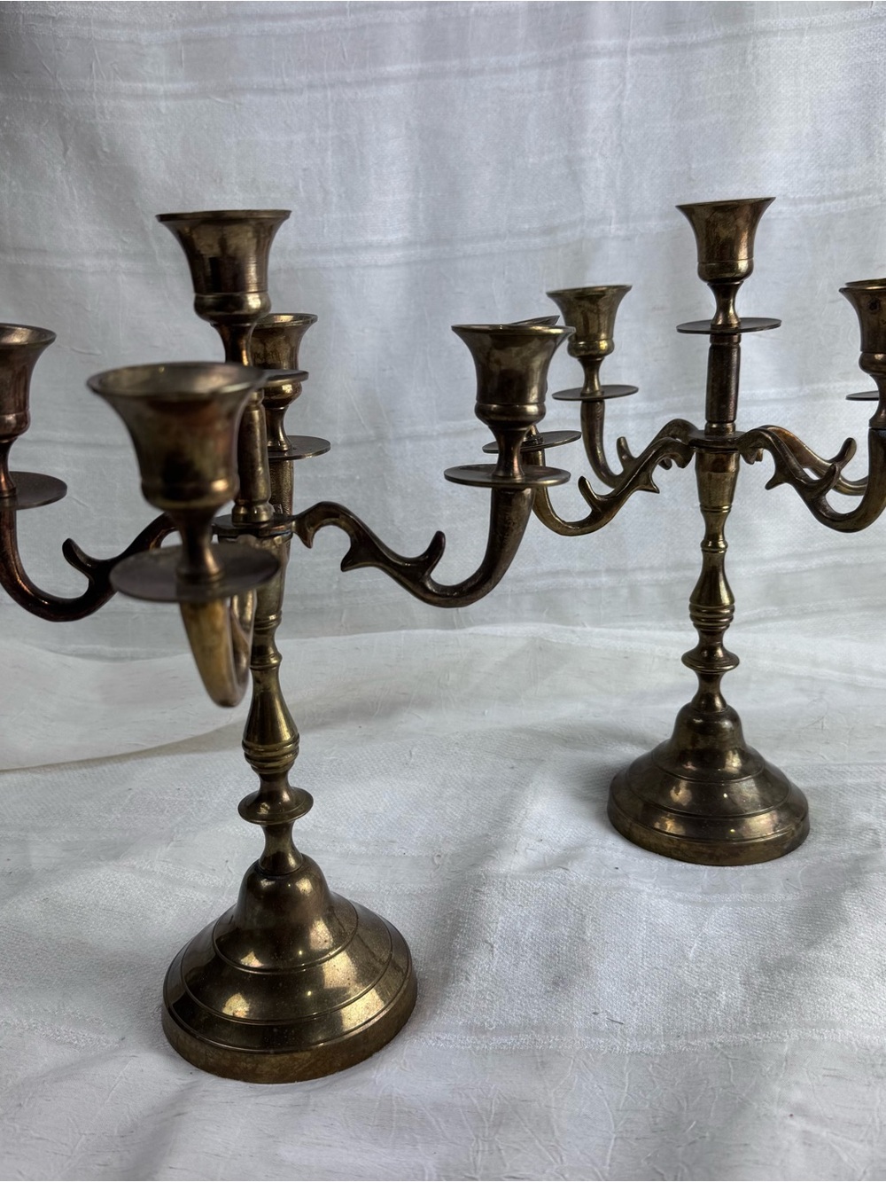 Pair of Vintage Brass 5-Arm Candelabra Candle Holders Circa 1994  Hosley Int’l